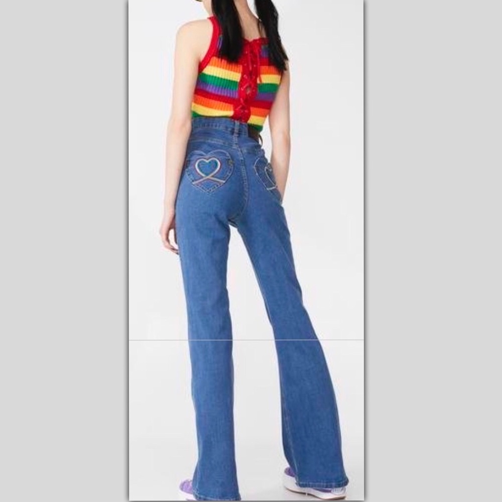 SOLD NWT LAZY OAF RAINBOW LOVE JEANS SIZE 26 - Picture 1 of 6